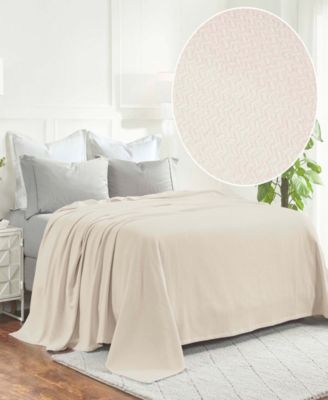 Nobel Cotton Jacquard Dobby Weave Textured Chevron Lightweight Woven Blanket, King