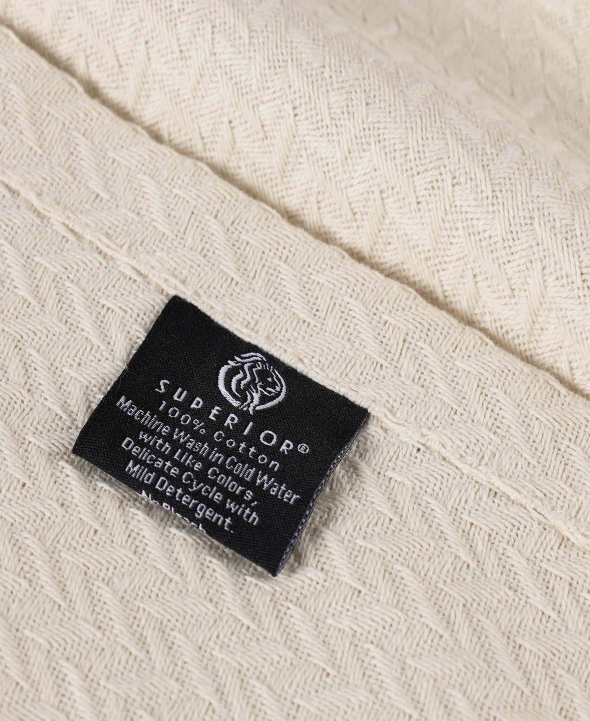 Superior Nobel Cotton Jacquard Dobby Weave Textured Chevron Lightweight Woven Throw, 50" X 60" In Ivory