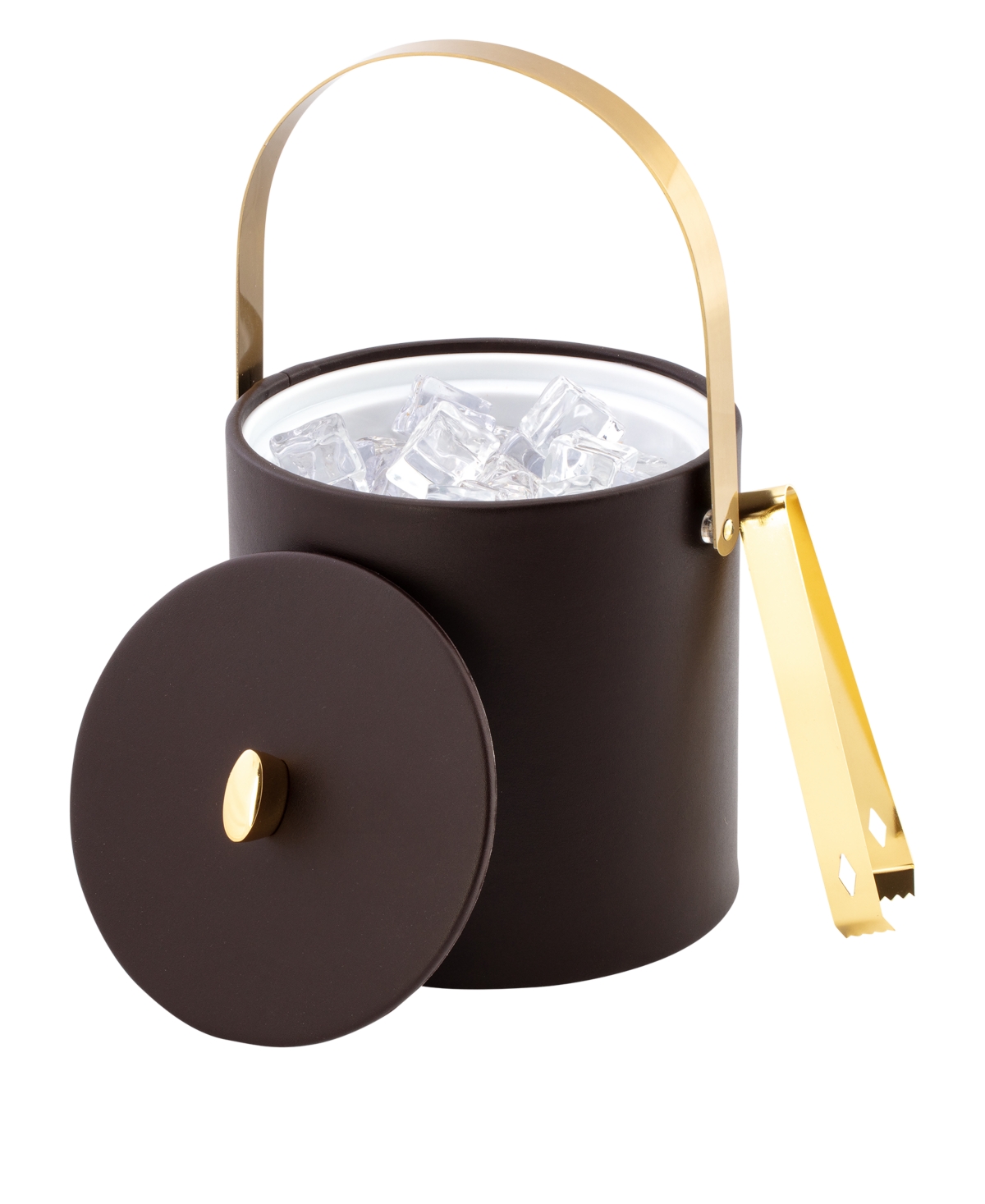 Kraftware Oxford Ice Bucket And Ice Tong, 3 Quart In Chocolate