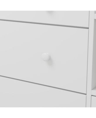 5-Drawers White Wood Kids Changing Table Dresser Chest of Drawers