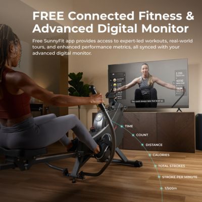 MotionMax SMART Magnetic Rowing Machine – Full Motion Handlebars Low-Impact Full-Body Workouts, w Extended 51” Rail - SF-RW522067