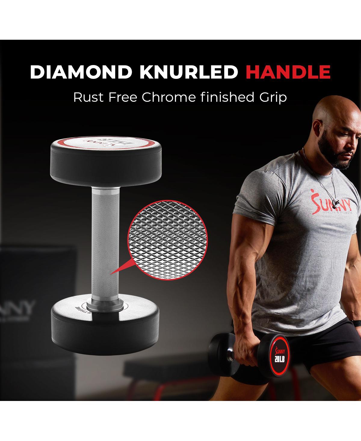 Sunny Health & Fitness Signature Style Polyurethane Round Dumbbells