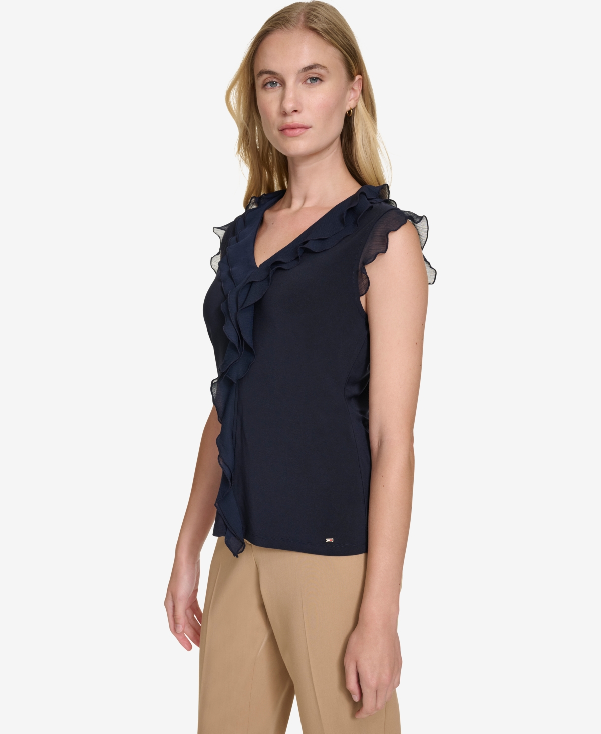 Tommy Hilfiger Women's Ruffled Mixed-Media Top