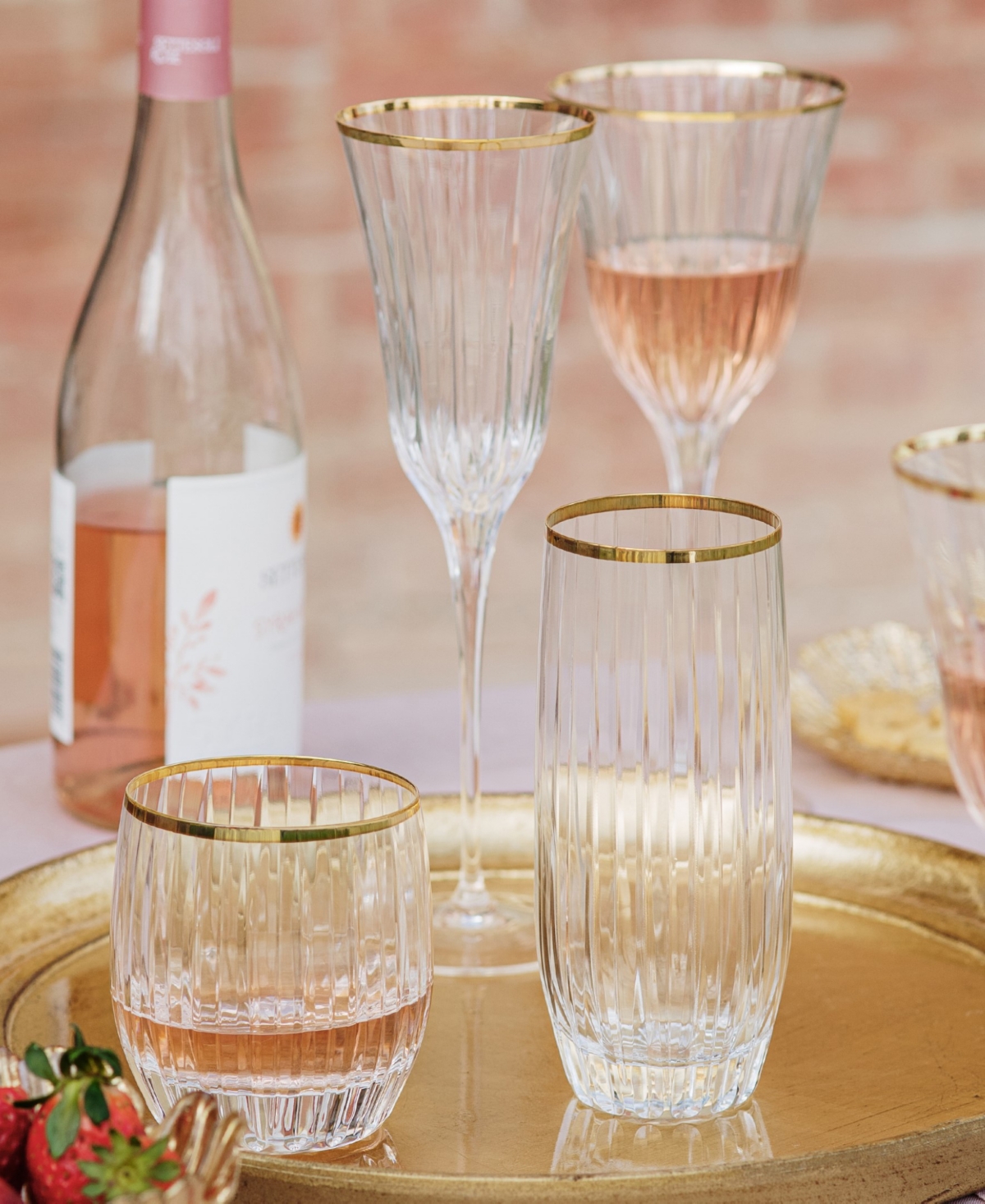 Vietri Natalia Gold Rim Champagne Flute In Gold