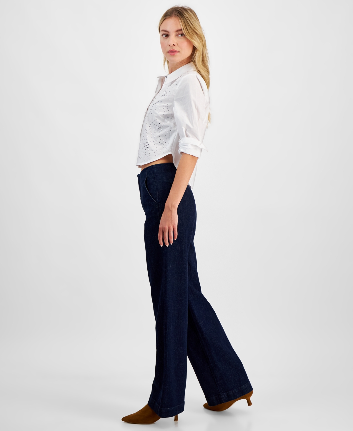 DKNY JEANS WOMEN'S HIGH-RISE ZIP-FRONT PANTS 