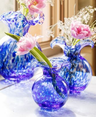 Hibiscus Glass Cobalt Tortoiseshell Bud Vase