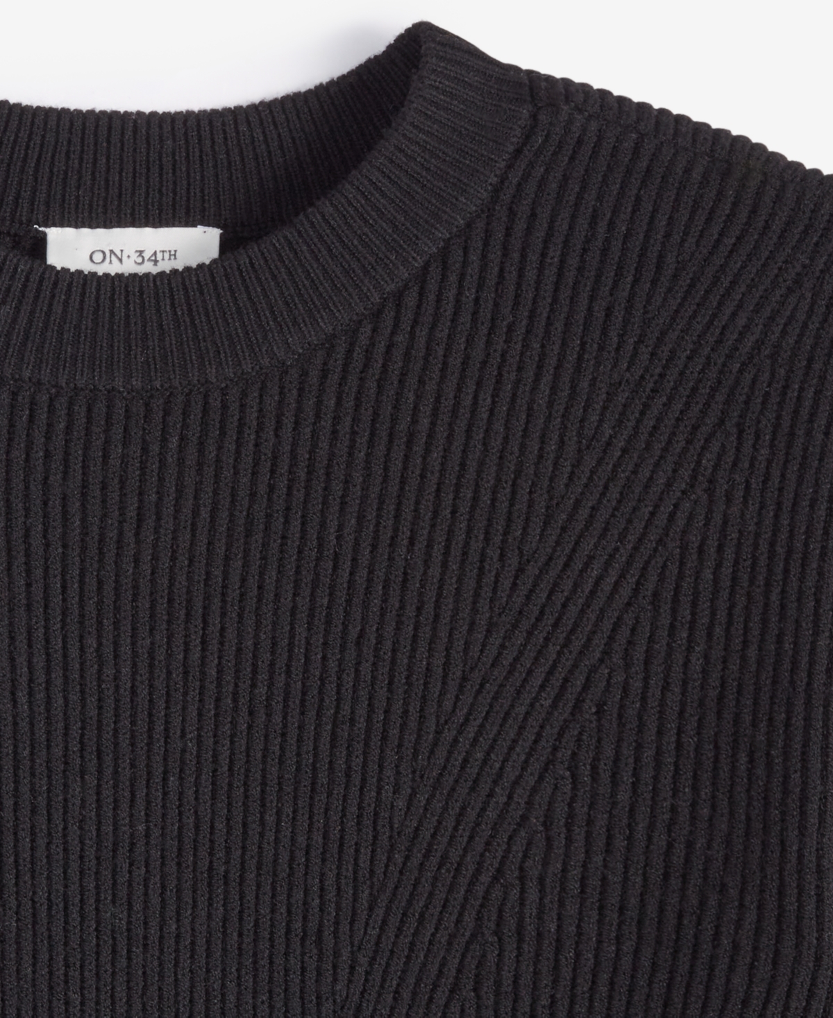 On 34th Women's Ribbed Crewneck Sweater Dress, Created For Macy's In Deep Black