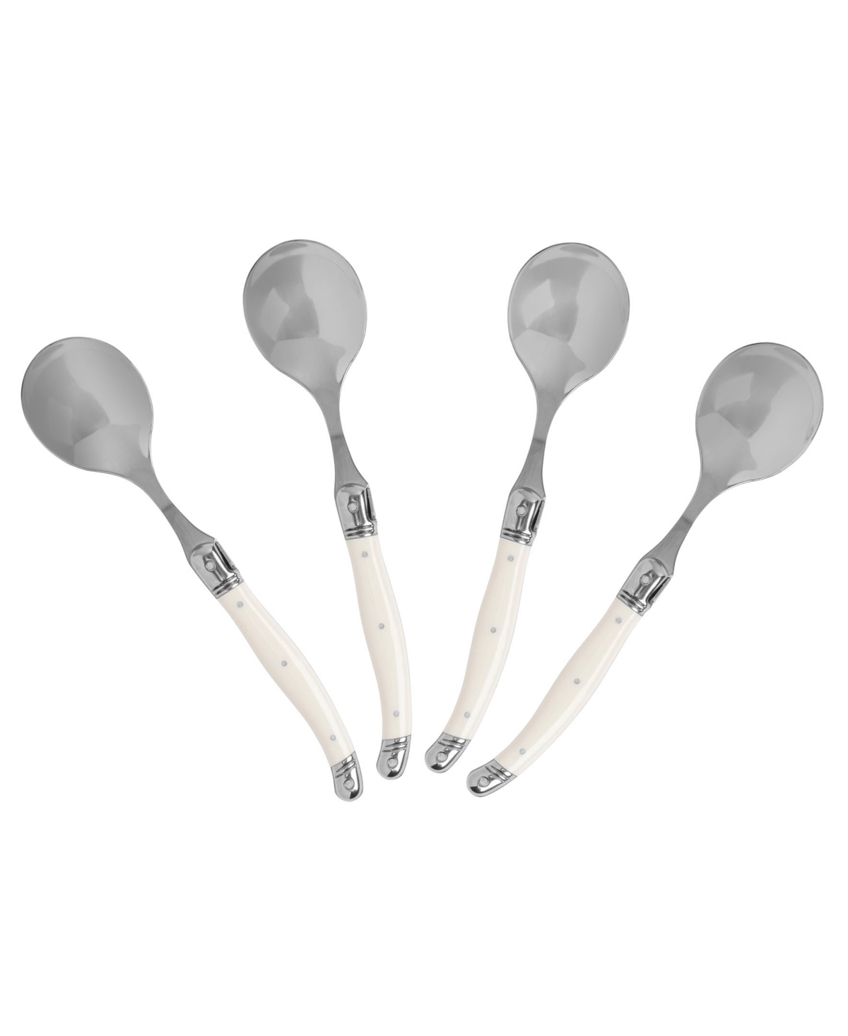 French Home , Set Of 4, Laguiole Soup Spoons With Faux Ivory Handles In Faux Ivory