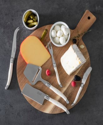 5-Piece Laguiole Cheese Knife, Fork, and Slicer Set with Faux Ivory Handles