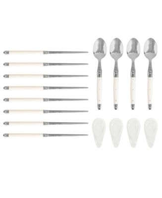 French Home Faux Ivory Chopsticks, Laguiole Spoons and Ceramic