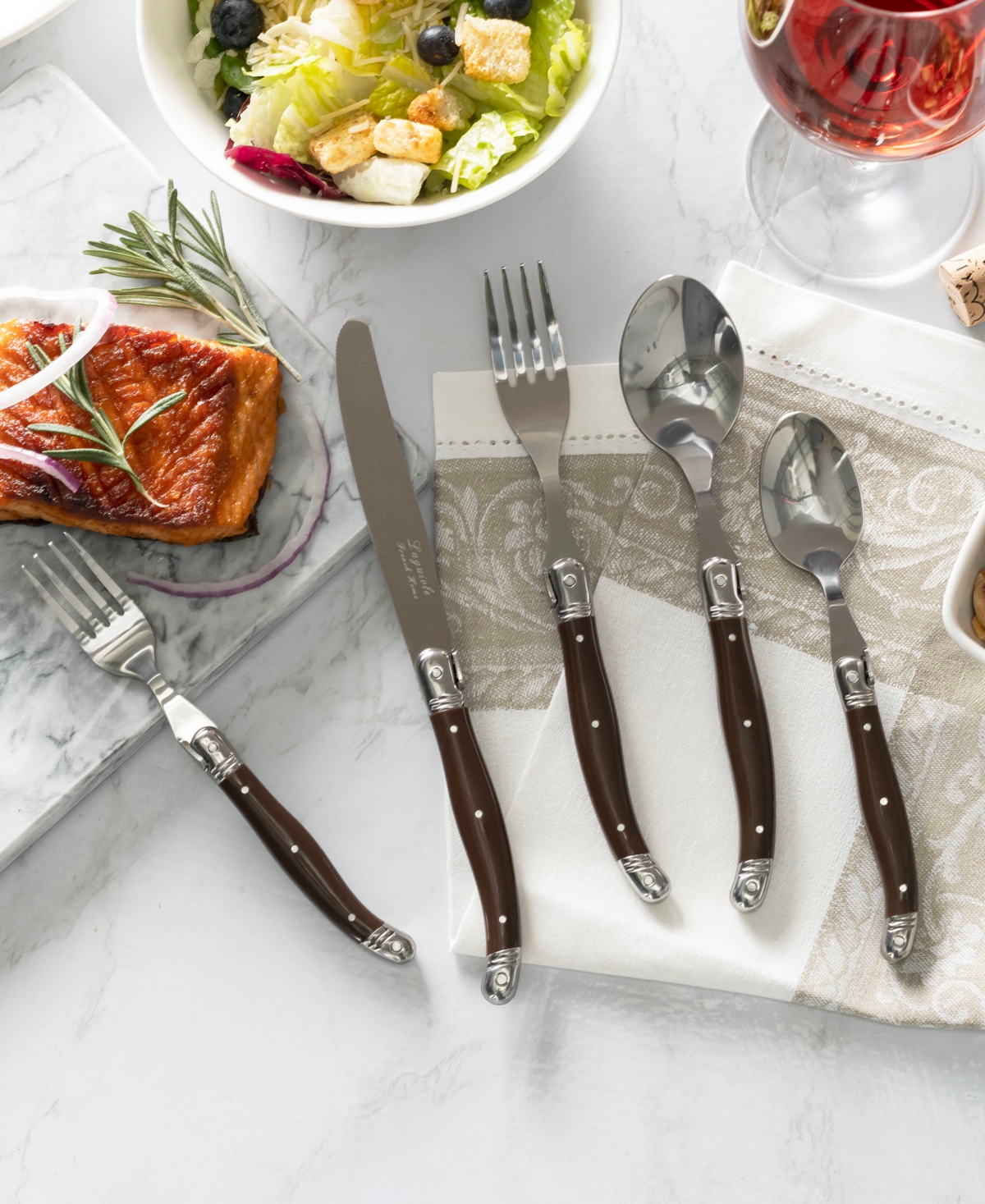 French Home Laguiole 20-piece Flatware Set In Chocolate Brown
