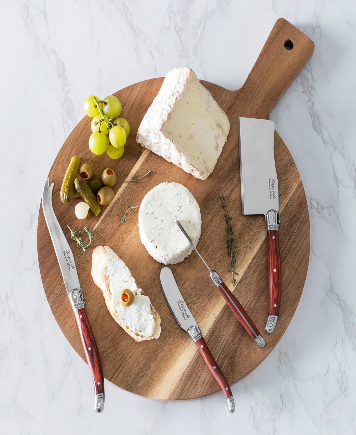 French Home Laguiole Cheese 7-piece Knife And Spreader Set With Handles In Pakkawood,brown