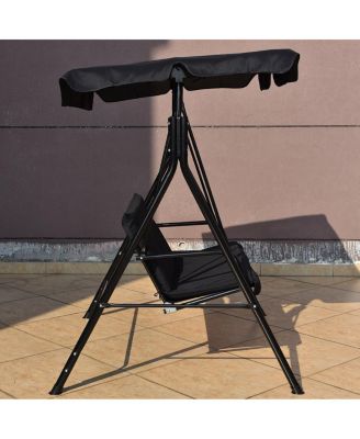 2 Person Weather Resistant Canopy Swing for Porch Garden Backyard Lawn