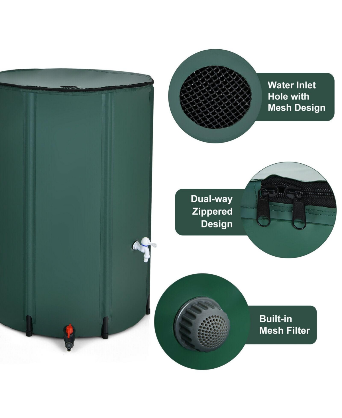 Givimo Gallon Portable Rain Barrel Water Collector Tank with Spigot Filter