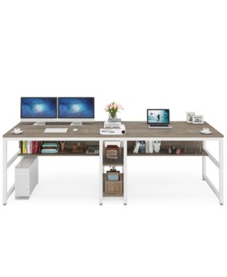 78.7" 2-Person MDF Bookshelf & Storage Shelves Rustic Desk