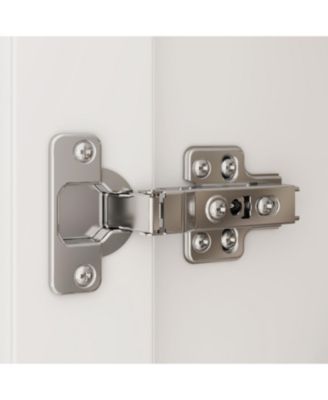 White 3-Doors Armoires Wardrobe with Hanging Rod and Storage Cubes