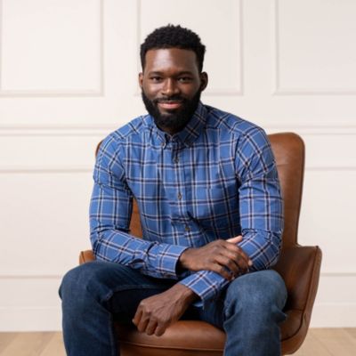 Men's Organic Long Sleeve Stretch Poplin Button Down Shirt