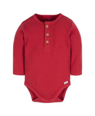 Baby Boys Long Sleeve Henley Style Onesies Bodysuits, 2-pack