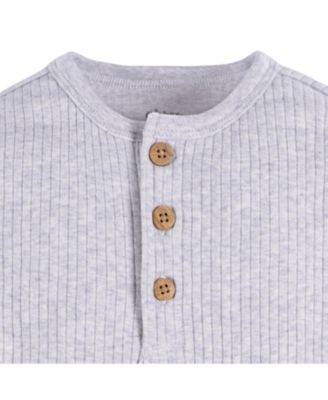 Baby Boys Long Sleeve Henley Style Onesies Bodysuits, 2-pack