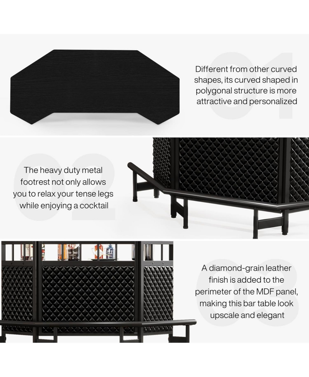 Tribesigns Home Bar Unit 4 Tier Liquor Bar Table with Wine Glass Holder and Storage Shelves, Mini Wine Bar Cabinet with Foot Rail for Home/Kitchen/Bar