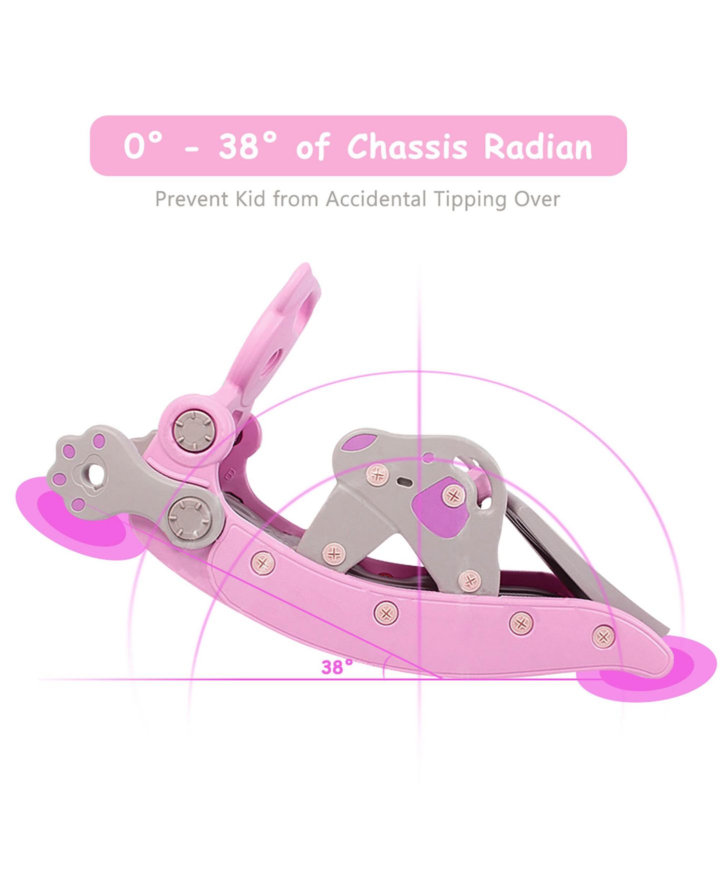 Детские игрушки Costway 4-in-1 Rocking Horse Slide Set with Basketball Hoop and Ring Game, 132 lbs., Ages 1-5, цвет: Розовый — фото 3