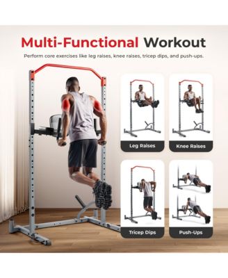 Adjustable Captains Chair Multi-Function Dip Station, Push-Up, Leg Raises & Core Workout Attachment with Adjustable Height