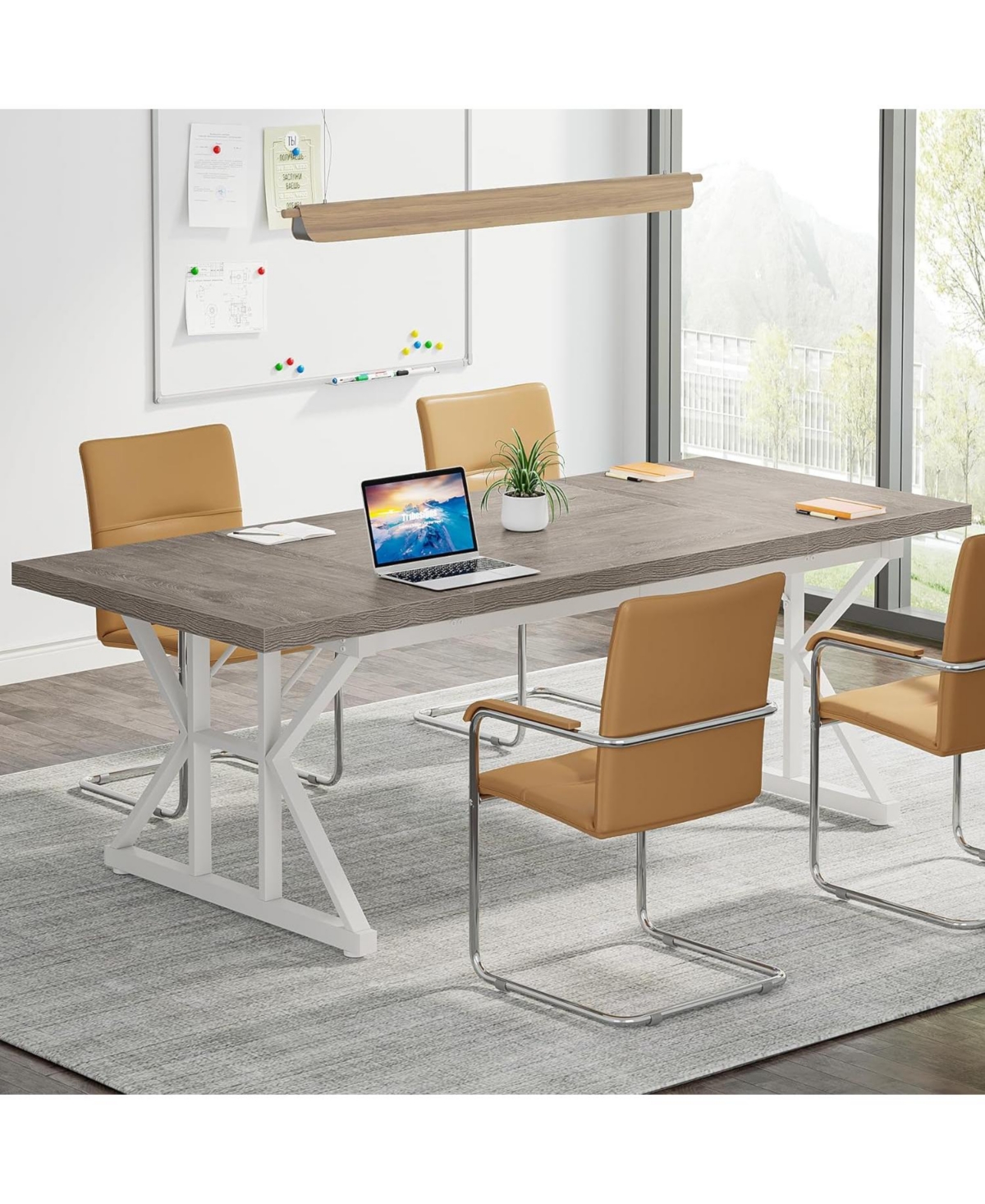 Tribesigns 6FT Conference Table, 70.86 x 31.49 W x 29.52 H Inches Rectangle Meeting Room Table, Rustic Wood Seminar Table Executive Desk for Office