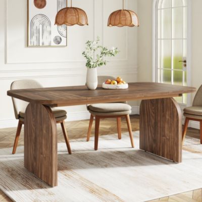 63-Inch Rectangular Dining Table for 4 Person, Farmhouse Kitchen Dinner Table with Wood Laminated Board Tabletop for Dining Room, Kitchen, Backyard or Living Room