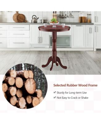 42 Inch Wooden Round Pub Pedestal Side Table with Chessboard