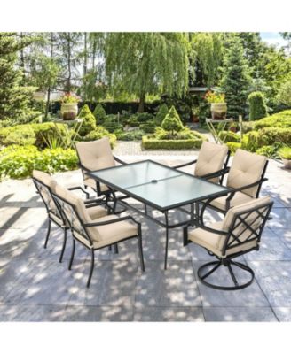 4 Pieces Outdoor Dining Set with Removable Cushions and Rustproof Steel Frame