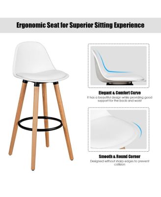 2 Pieces Mid-Century Barstool 28.5 Inch Dining Pub Chairs