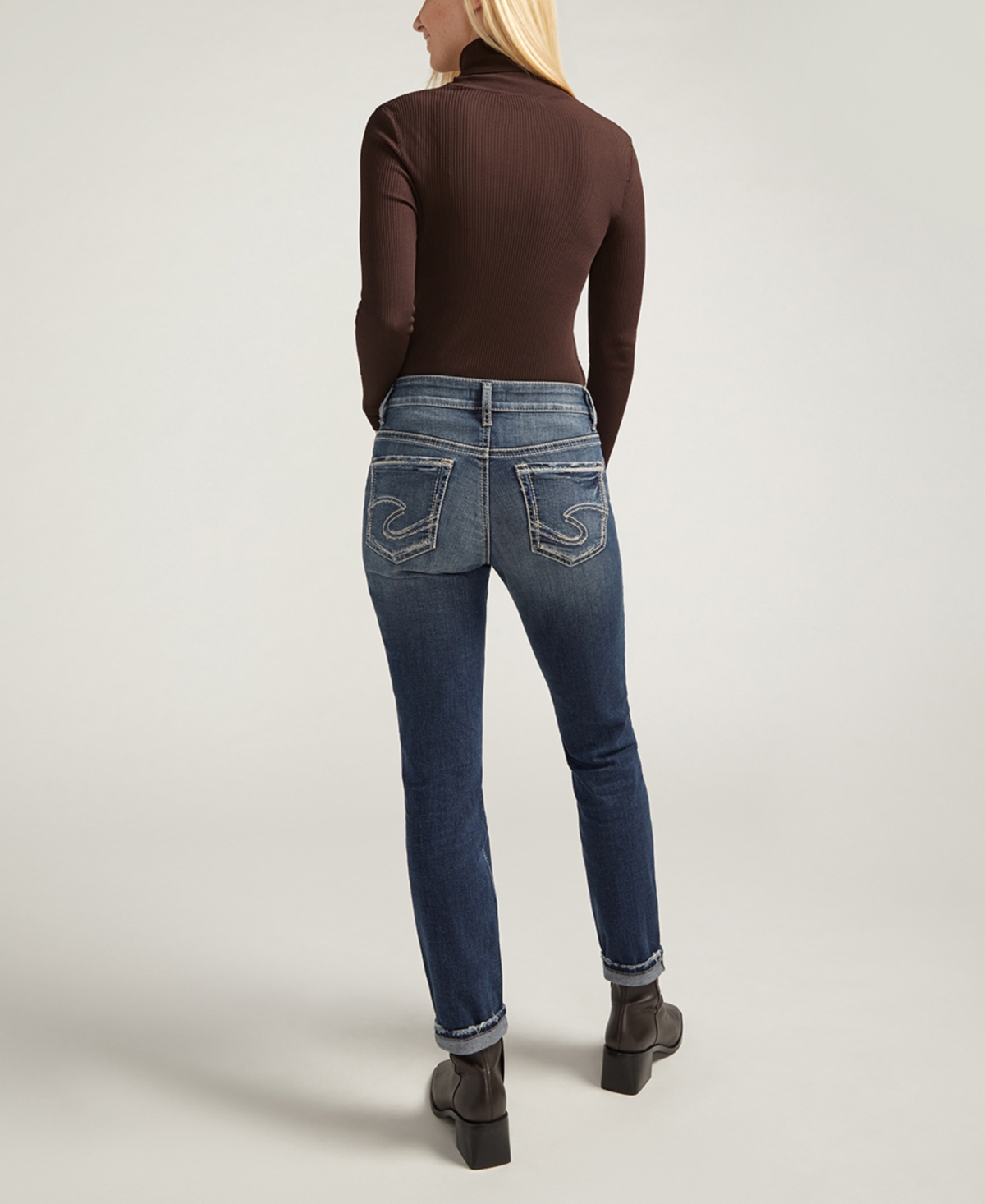 Silver Jeans Co. Women's Luxe-Stretch Mid-Rise Slim-Leg Boyfriend Jeans