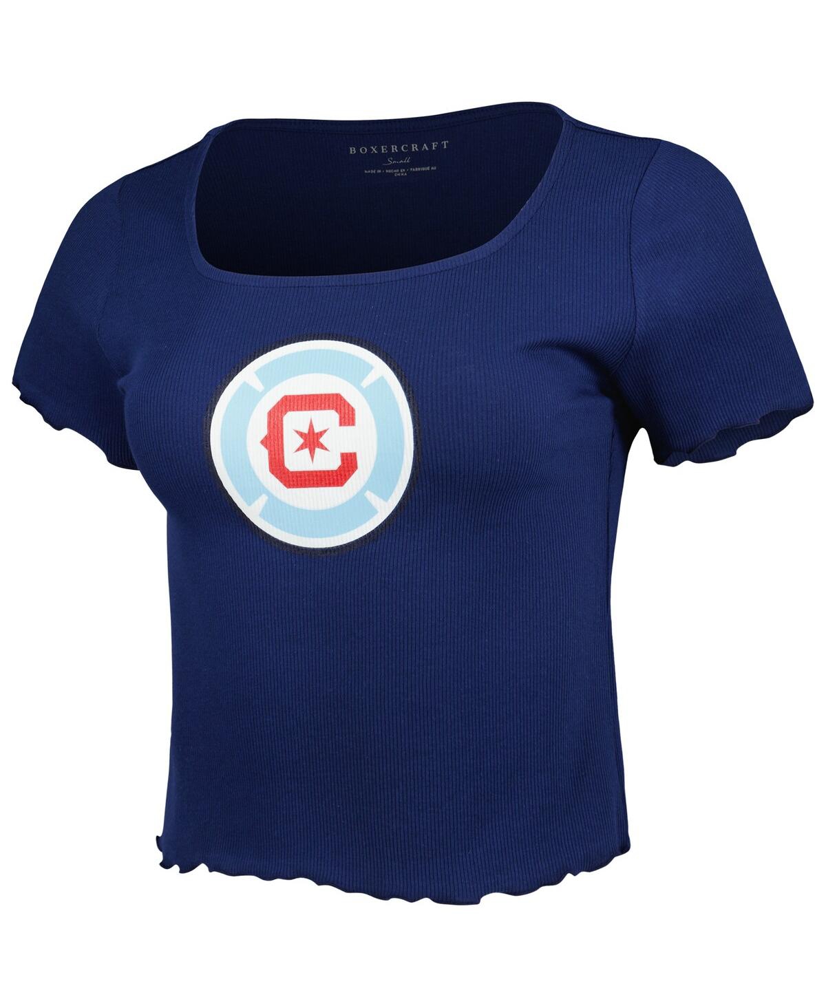 Boxercraft Women's Navy Chicago Fire Baby Rib T-shirt In Blue