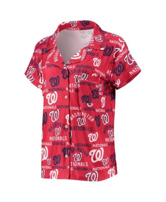 Women's Red Washington Nationals Flagship Allover Print Top Shorts Sleep Set