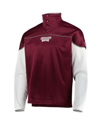 Men's Maroon Mississippi State Bulldogs AEROREADY Knit Quarter-Snap Jacket
