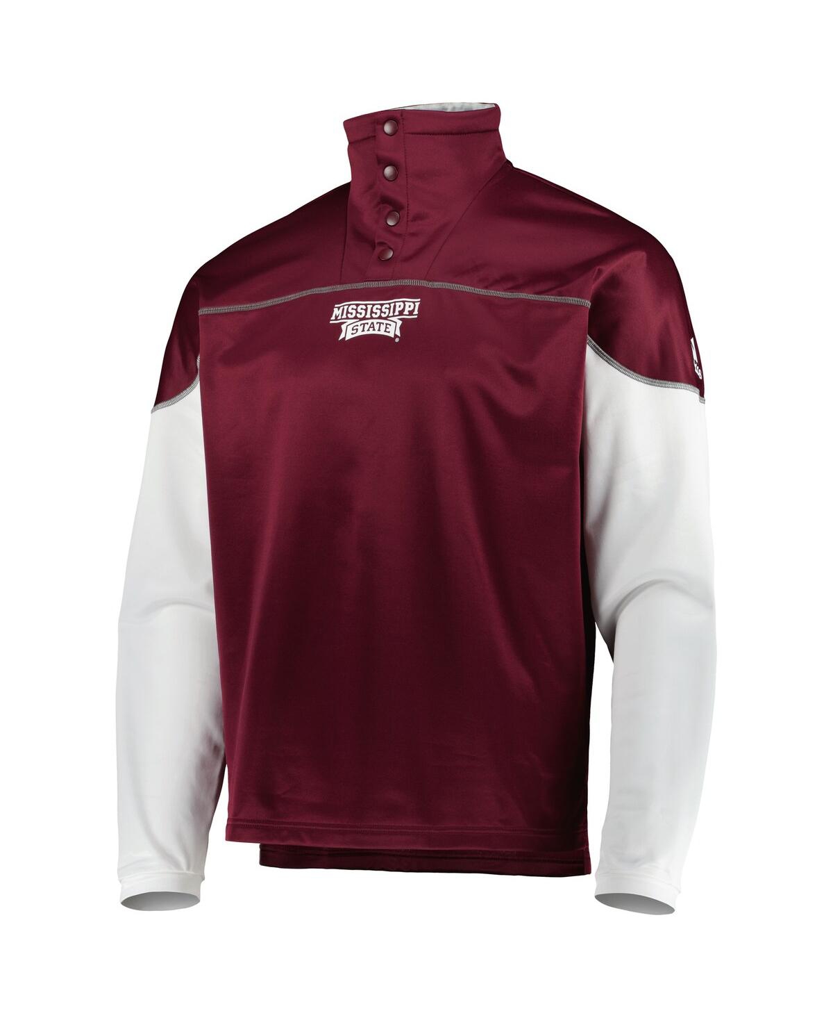 Adidas Men'sMississippi State Bulldogs Aeroready Knit Quarter-Snap Jacket - Maroon