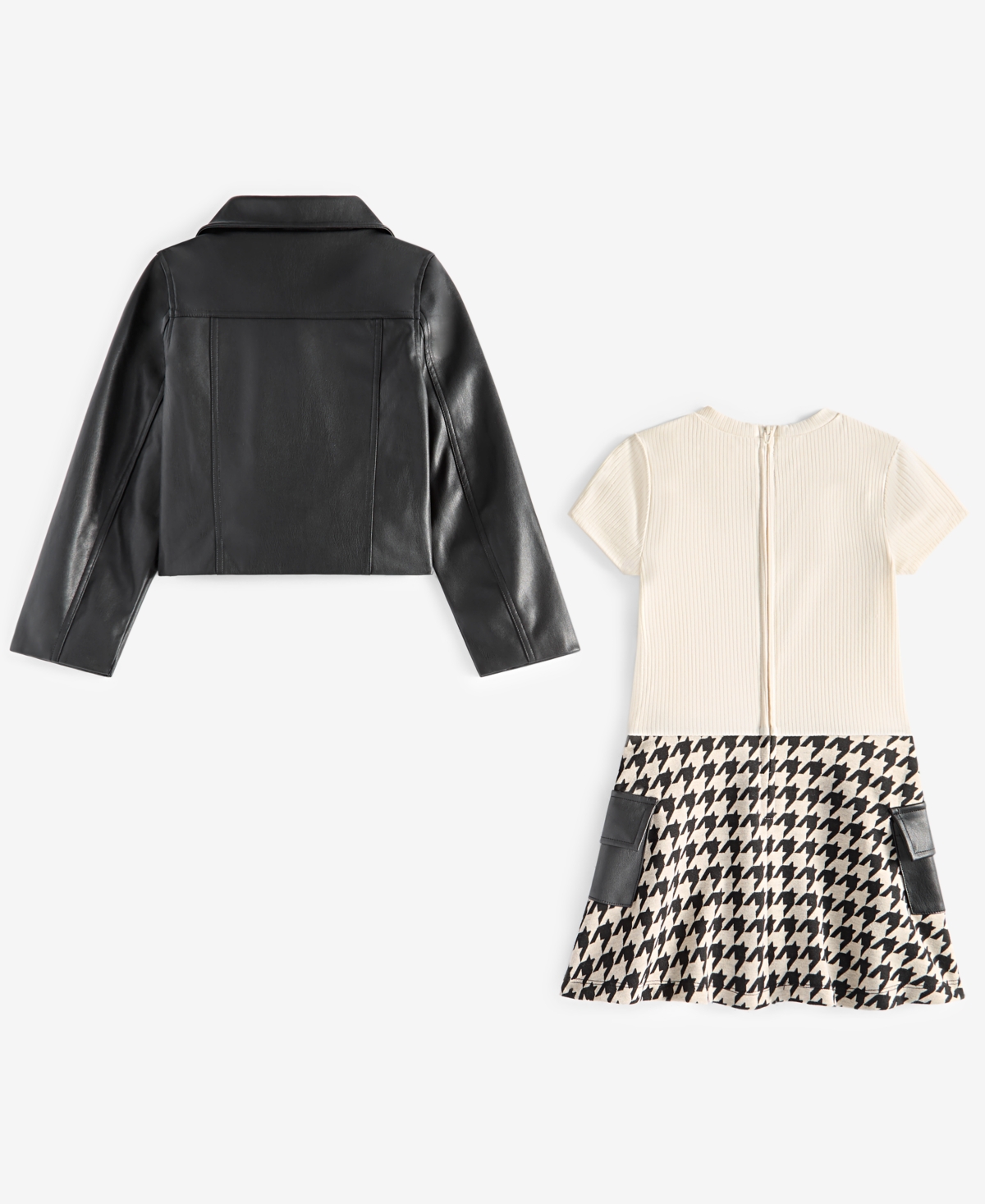 Nannette Toddler & Little Girls Faux-Leather Jacket & Dress Set