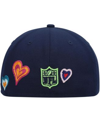 Men's College Navy Seattle Seahawks Chain Stitch Heart 59FIFTY Fitted Hat