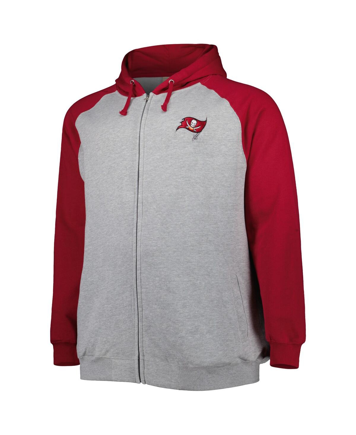 Fanatics Men'sTampa Bay Buccaneers Big Tall Fleece Raglan Full-Zip Hoodie Jacket - Heather Gray