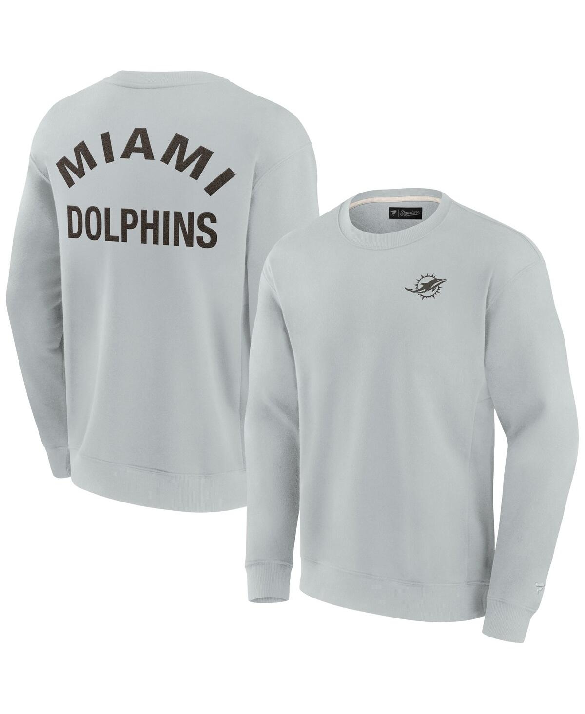 Shop Fanatics Men's And Women's Miami Dolphins Super Soft Pullover Crew Sweatshirt In Gray