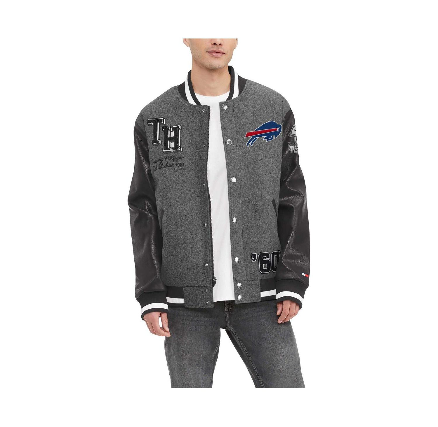 Men's Heather Gray Buffalo Bills Gunner Full-Zip Varsity Jacket