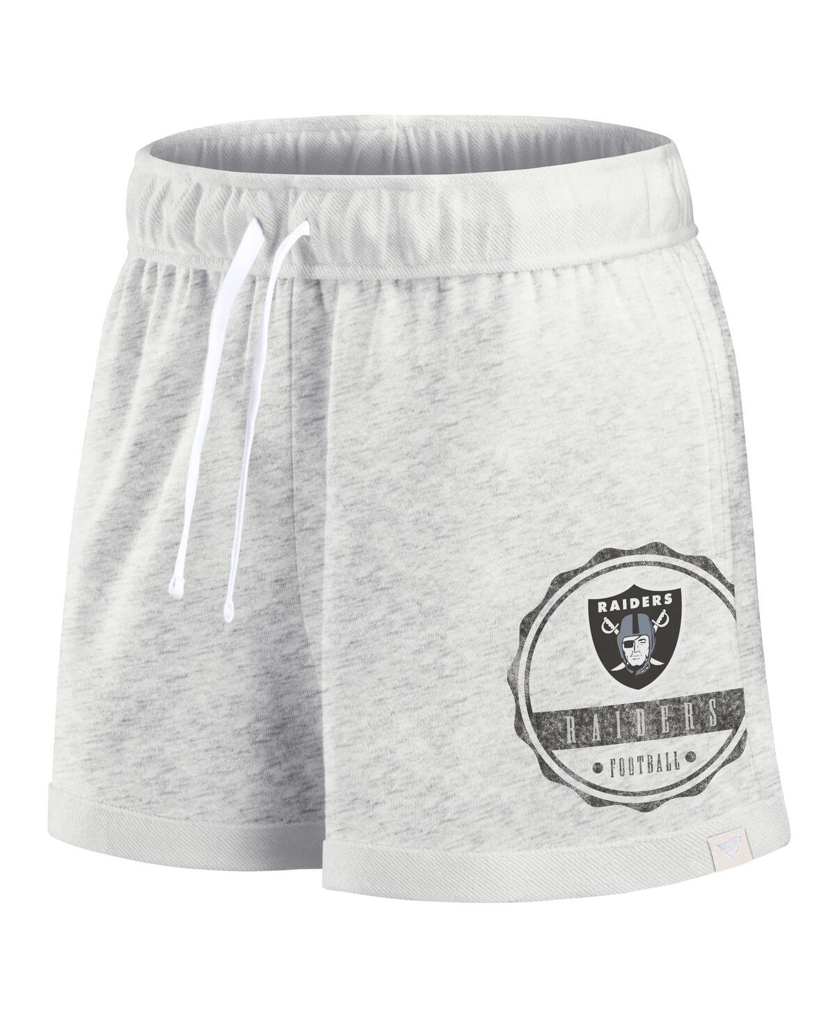 Fanatics Women's Oatmeal Las Vegas Raiders Vintage Badge Shorts