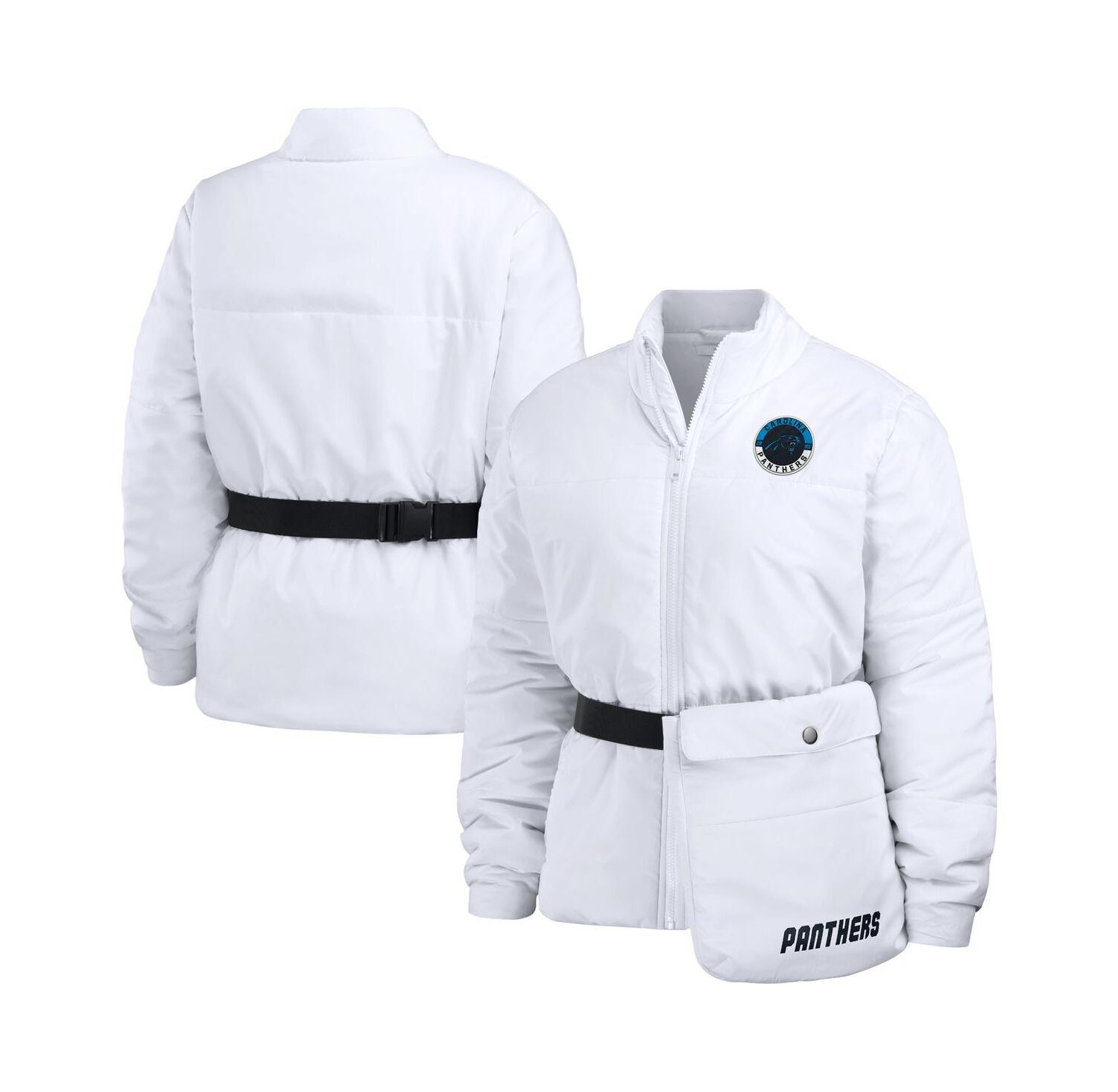 Women's White Carolina Panthers Packaway Full-Zip Puffer Jacket