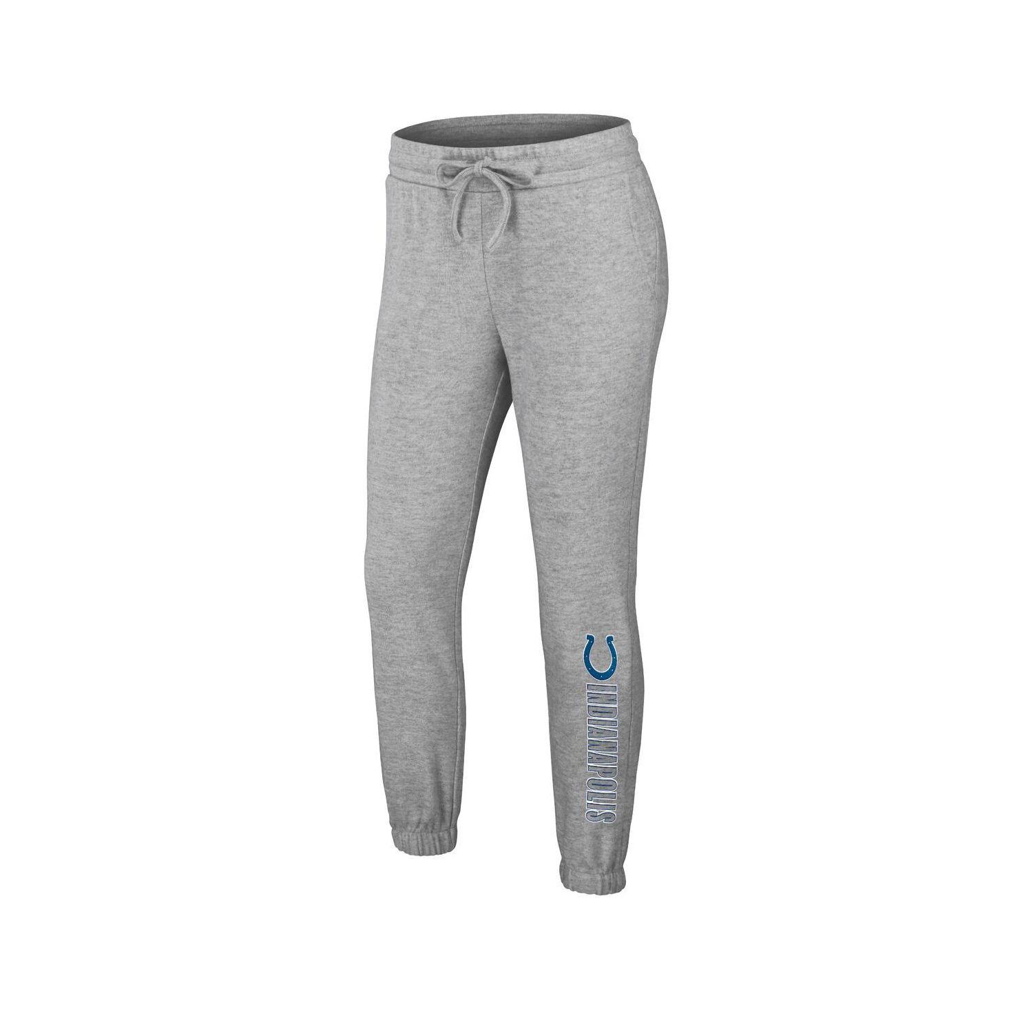 Women's Heather Gray Indianapolis Colts Plus Size Knitted Tri-Blend Long Sleeve T-Shirt & Pants Lounge Set