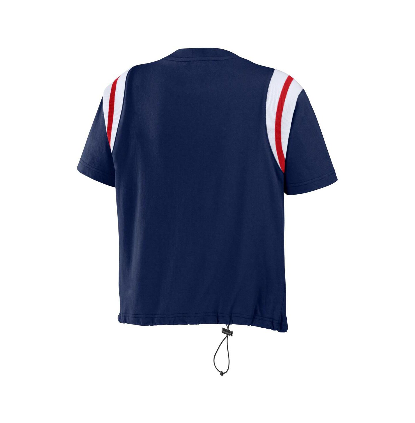 Женская футболка WEAR by Erin Andrews Navy Cleveland Guardians Cinched Colorblock — фото 3