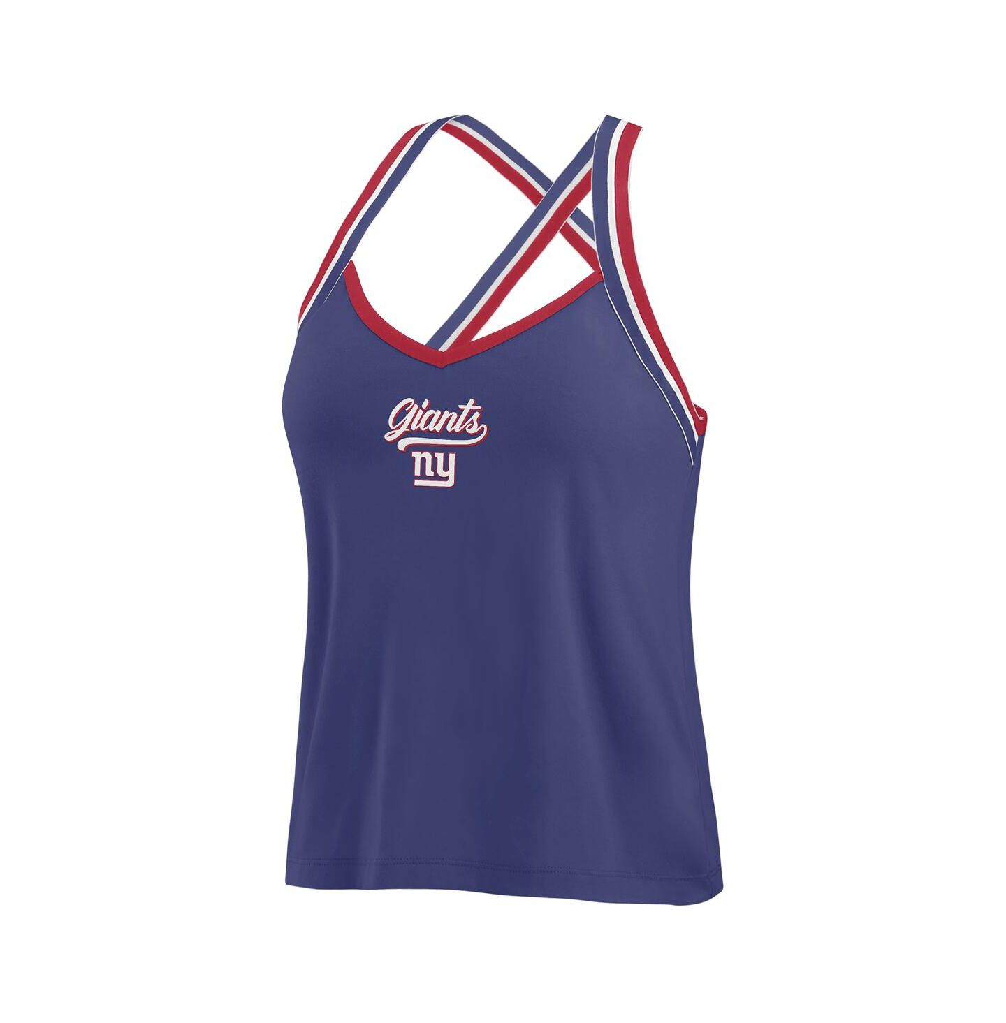 Женский топ WEAR by Erin Andrews Royal New York Giants Cross Strap Tri-Blend — фото 2
