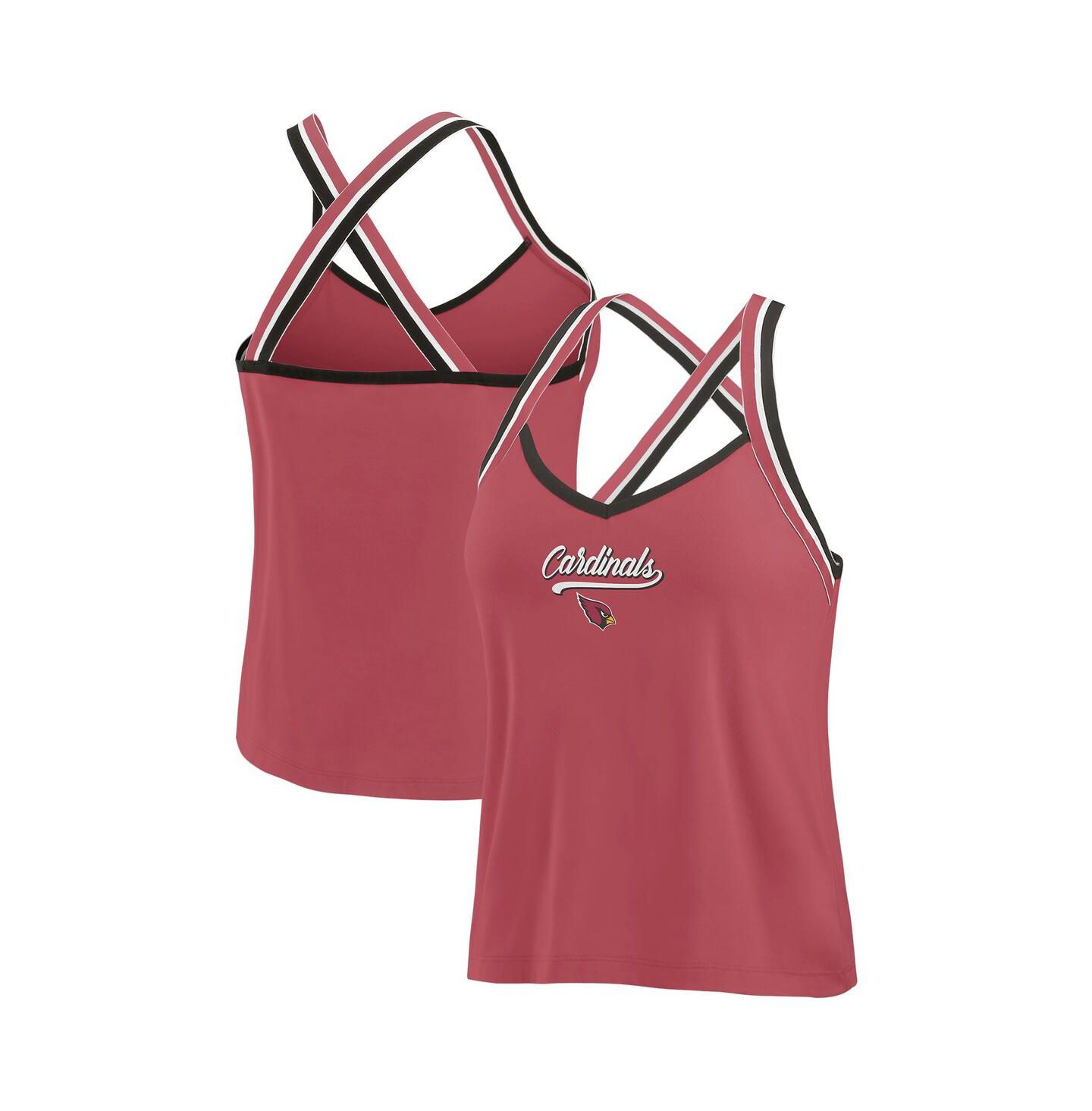 Женский топ WEAR by Erin Andrews Cardinal Arizona Cardinals Cross Strap Tri-Blend — фото 1