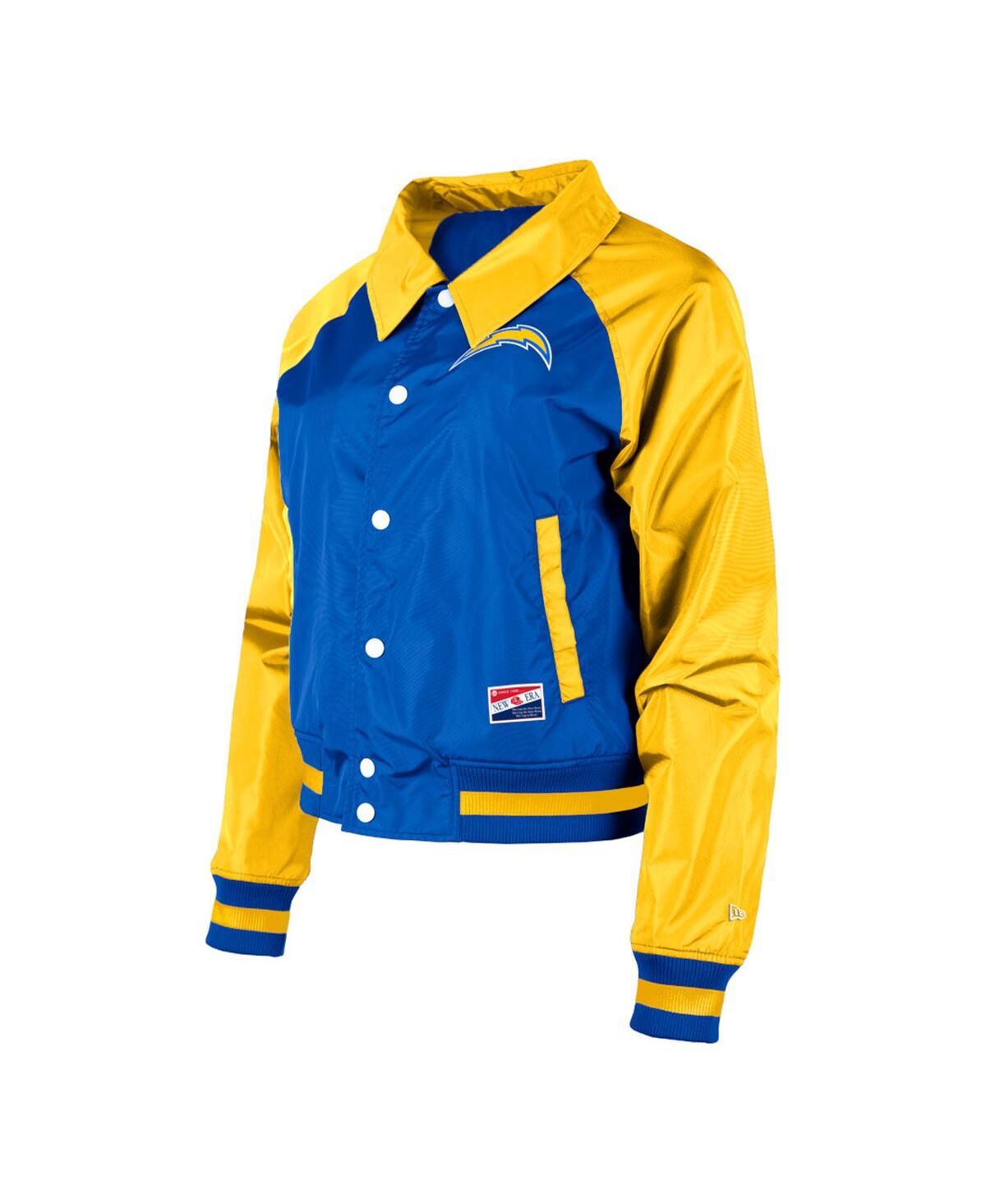 NEW ERA WOMEN'S POWDER BLUE LOS ANGELES CHARGERS COACHES RAGLAN FULL-SNAP JACKET 