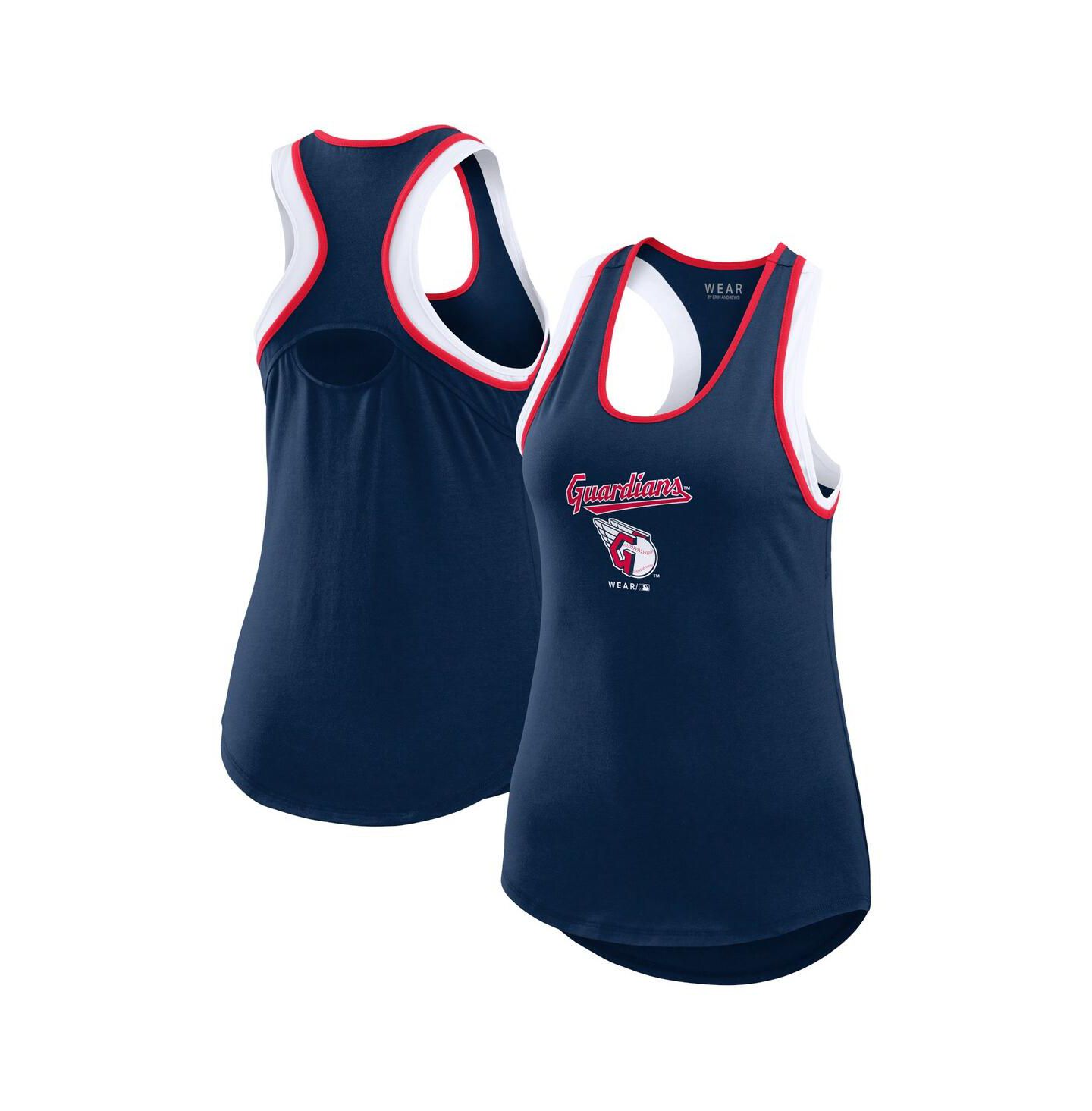 Женский топ WEAR by Erin Andrews Navy Cleveland Guardians Colorblock Racerback — фото 1
