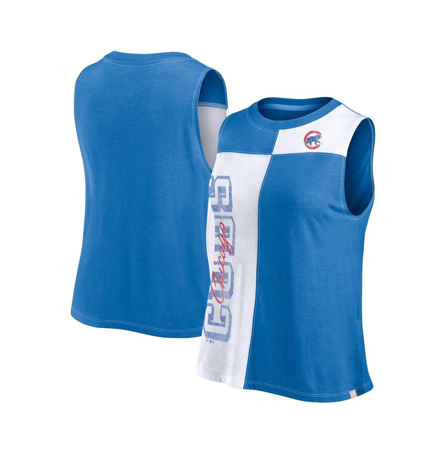 Женский топ Fanatics Royal/White Chicago Cubs Color-Block — фото 1